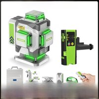 Huepar 4D Cross Line Laser Level High Accuracy ±2mm/10m Self Leveling Green Laser Tools With 8000mAh Li-ion Battery & Receiver