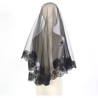 Wedding Veils For Bridal Lace Embroidery Edge Tulle White Black Veil For Halloween Bachelorette Party Headdress Accessories