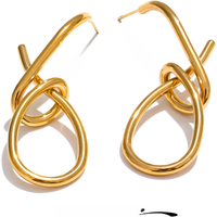 Yhpup Personalized Stainless Steel Geometric Big Drop Unusual Earrings for Women Rust Proof Texture Statement Party Jewelry