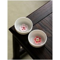 80ml Mutton Fat Jade White Porcelain Teacup Handmade Flower Master Cup Exquisite Ceramic Tea Cup Custom Portable Tea Accessories