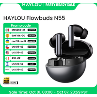 Słuchawki bezprzewodowe HAYLOU Flowbuds N55, adaptacyjna redukcja szumów ANC 54dB, Bluetooth 6.0, LDAC Hi-Res Audio, 6 mikrofonów, HD rozmowy, 40 godzin odtwarzania, IPX5