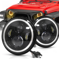 7inch Round LED HeadLight Bulbs Motorcycle LED HeadLamp Angle Eyes 12V 24V Turn Signal for Lada Niva Urban Offroad Car Headlight