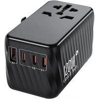 LENCENT 120W GaN International Travel Adapter Fast Charger with 1 USB Port and 3 Type C All-in-one Power Adapter for Travel