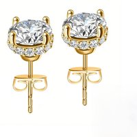 CWWZircons S925 Sterling Silver Shiny White Cubic Zirconia Paved Round Stud Earrings for Women Wedding Party Fine Jewelry SE120