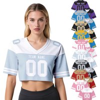 Custom American Football Crop Top for Girls Personalized Football Cropped Jersey T-Shirt with Name Number Women Fans Party Gift
