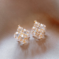 Luxurious and Shiny Zirconia Inlaid Hollow Metal Basket Shaped Earrings Exquisite Ear Accessory For Women and Girls 2024 Jewelry