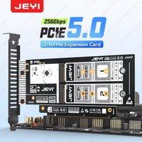 JEYI Support RAID PCIe 5.0 to Dual M.2 NVMe Adapter (256Gbps) -Card Supports X8/X16 Slot for 2280/2260/2242/2230 SSDs