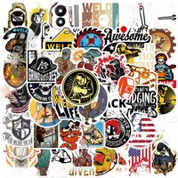 50PCS/Pack Cartoon Welder Helmet Hard Hat Stickers Decals For Phone Laptop Suitcase Notebook Skateboard Waterproof Stickers