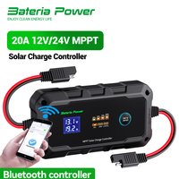 20A 12V/24V MPPT Wireless Solar Charge Controller, Bateria Power Intelligent Solar Panel Regulator 20 Amp BT APP