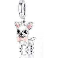 925 Sterling Silver Barbell Cute Pink Puppy Charms Bead Diy Bracelet Necklace Making Gift Of High Quality Fine Jewelry