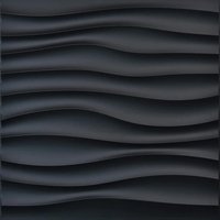 Art3d PVC Wave Panels for Interior Wall Decor, Black Textured 3D Wall Tiles, 19.7" x 19.7" (5/12Pack)
