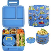 1 Set Bento Lunch Box for Kids with 8oz Insulated Vacuum Food Jar, Microwave & Dishwasher Safe Food Containers for School