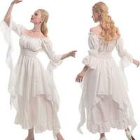 Women European Medieval Renaissance Dress Flare Sleeve Princess Queen Dress Cosplay Costumes Carnival Ball Gown Cosplay Clothes