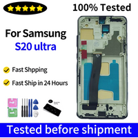 Tested S20 Ultra Screen Assembly for Samsung S20 Ultra 5G Lcd Display Digital Touch Screen G988 G988B/DS G988U LCD with Frame