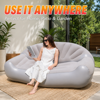1PC Inflatable Lounge Sofa, Outdoor Air Couch Portable Lazy Sofa, Bed Flocked Poolside Lounger for Patio Garden Camping Beach