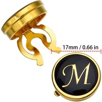 HAWSON 17mm Gold Tone Enamel Button Covers for Men Personalized Initial Letter Dress Shirt Accessories Wedding Business Gifts
