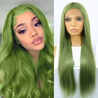 Natural Wavy Matcha Green Color Synthetic Hair Lace Front Wigs For Women Cosplay 30 Inch Long Straight Wig 13x3 Lace Frontal Wig