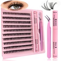DIY eyelash extension kit 9-16mm mixed length, D curl fluffy eyelashes, with eyelash glue and tweezers, best holiday gift
