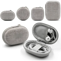 Small Oval Earphone Storage Bags Hard Shell Data Cable Organizer Bag Mini Tech Gadgets Portable Case Charger U Disk Zipper Pouch