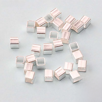 6pcs Genuine Real Pure Solid 925 sterling Silver Crimp End Beads Silver Crimps End Bead Square Tube for Jewelry Making Findings