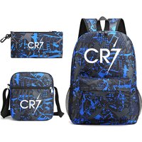 3pcs New CR7 Backpack School Bags For Boys Girls Teenagers Laptop Mochilas Shoulder Bags