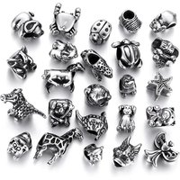 Stainless Steel 5mm Hole Slider Animal Beads Charms Fit Snake Chain for Pando Women Bracelet Jewelry Making Accessories