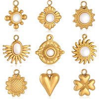 3Pcs Sun/Heart/Lucky Clover Charm Stainless Steel Exquisite Natural Shell Pendants Handmade Bracelet Necklace DIY Jewelry Making
