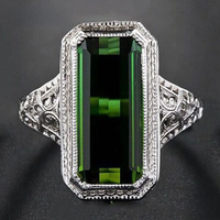 ZDADAN 925 Sterling Silver Big Square Emerald Gemstone Ring For Women Wedding Jewelry Accessories Wholesale