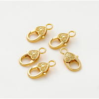 5pcs 14K 18K Gold Color Plated Heart Shape Lobster End Clasp Bracelet Charm Decorate Clasp Connectors For DIY Jewelry Findings