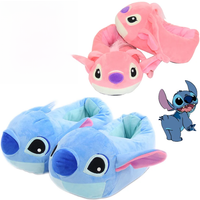 Disney Stitch Plush Slippers Cotton Shoes boys Winter Soft Warm Indoor Home Non-Slip Furry Shoes Girl Cartoon Cotton Slippers