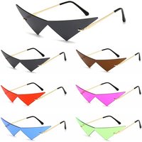 AliExpress NONE Women Triangle Sunglasses Fashion Oversized One Piece Rimless Sun Glasses Vintage Clear Ocean Lens Eyewear UV400
