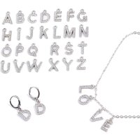 26Pcs/Set A-Z Initial Alphabet Charm Silver Color Alloy Rhinestone Pendant for Women DIY Making Letter Earrings Jewelry Accessor