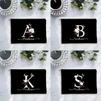 Personalized Customized Name Makeup Bag Teacher Day Flower Makeup Box Handbag Organizer Bridesmaid Wedding Toilet Wash Side Bag