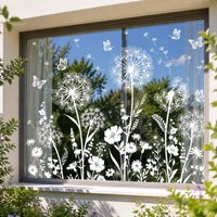 Dandelion Window Decal Removable Glass Sticker for Living Room Bedroom Balcony Door Privacy Floral Static Cling Home Decoration
