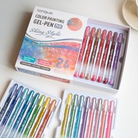 24 Colors Glitter Gel Pens Set 1.0mm Large Capacity Smooth Writing Pens for Coloring Drawing Journaling Card Making