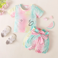 Infant Girl Suit 3-24 Months Baby Girl Clothes Set Tie Dye Top T-shirt +Shorts 2pcs Clothing for Toddler Baby Girl Summer Outfit