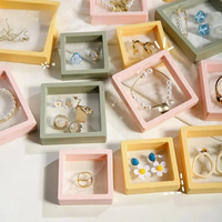 5Pcs Transparent Film Jewelry Packing Box Suspended Ring Earrings Display Stand Holder Coin Collection Storage PET Membrane Case