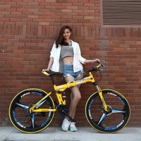 AliExpress Folding Bicycle Double Shock Absorber Disc Brake Variable Speed Mountain Bike Men's And Women's Style Integrated Wheel Bicycle