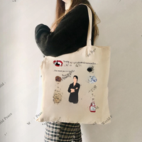 1pc Vampire Tv Show Tote Bag Vampire Girl Merchandise Tote Bag TVD inspired Gift TV Show Fan Gift pattern Tote Bag Canvas Shou