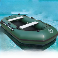 1.75~3.6m Green Fishing Kayak PVC Inflatable Boat with Air Deck Bottoms Set Fishing Boat Raft Rubber Dinghy Inflatable Clip Net