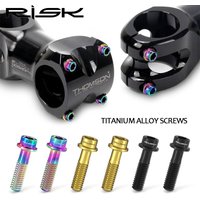 RISK 6PCS M5x16mm/M5x18mm Titanium Bicycle Handlebar Screws Bicycle UltraLight Stem Bolts Lightweight Road MTB Stem Screw Bolt