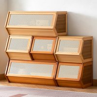 MumaHome Stapelbare Opbergkast van Fijn Natuurlijk Bamboe, Milieuvriendelijke Ruimtebesparende Modulaire Organizer voor Woonkamer en Slaapkamer, DIY O