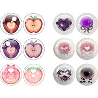 12PCS/Set 10MM-40MM Blythe Doll Eyes Cute Strawberry Apple Pattern Eyes Chips14MM Super Thin Pupil Glass Cabochons Accessories