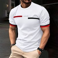 Fashion 3D Stripe Letter Print T Shirts For Men Trend Summer Short Sleeve Simple Street T-shirt Loose Hip Hop Cool Kids Tees
