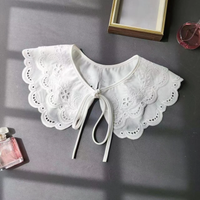 Women's White Embroidered Fake Collar, Double Layered Doll Neck, Fashionable Decorative Shawl with Shoulder Straps