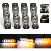 1X 6LED Strobe Light Flashing Grille Waterproof Car Emergency Light Warn Police Lights White Amber Yellow for car TRUCK 12V 24V