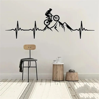 AliExpress NONE 1 pc mountain bike heartbeat Wall Sticker Self Adhesive Vinyl Waterproof Wall Art Decal For Kids Rooms Diy Home Decoration