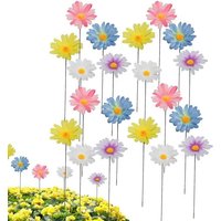 Flower Garden Stake Decor Metal Daisy Flower Stick Outdoor Floral Picks Colorful Flower Yard Art Pathway Garden Fairy Accessory