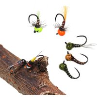 ICERIO 6PCS Fast Sinking Offset Tungsten Bead Head Perdigon Nymph Fly Barbless Lure Euro Nymph Trout Salmon Fishing Flies