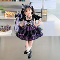 Anime Sanrio Hello Kitty Kuromi Children's Dress CosPlay Academy Style Pleated Skirt Girl Princess Clothes Girl Birthday Gift